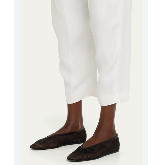 LE MONDE BERYL Black Luna Leather Trimmed Mesh Ballerina Flats - Picture 3 of 6